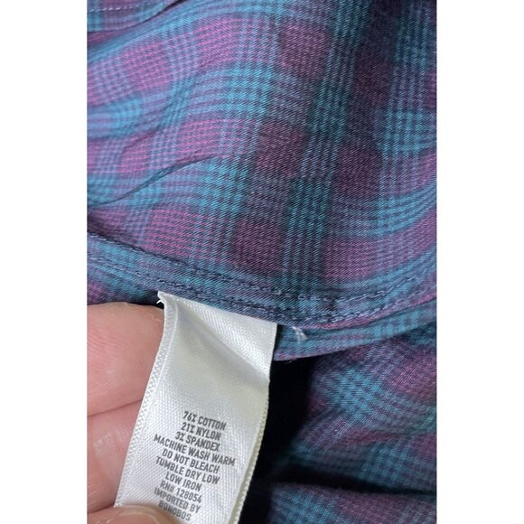 Bonobos Stretch Tailored Fit Button Up Shirt 17.5 33 Plaid Blue Purple - Picture 4 of 8